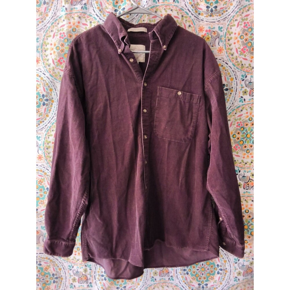Vintage AXXA Corduroy Shirt Men's 17 34-35 Maroon 100% Cotton Button Down Jacket